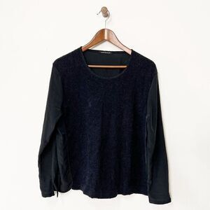 Luisa Cerano Navy Blue Wool and Silk Long Sleeve Sweater